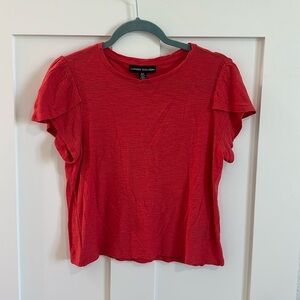 Catherine Malandrino Women's M Tulip Sleeve Tee Shirt Rose Red Elevated Basic